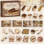 Eclair Baking advent calendar box with24 printed acrylic baking-themed charms