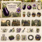 Eggplant Growing advent calendar box with 24 printed acrylic garden charms