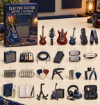 Electric Guitar advent calendar with 24 custom-shaped flat acrylic charms and printed dimensional artwork