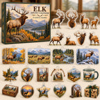 Elk advent calendar box with 24 wildlife-themed printed acrylic charms