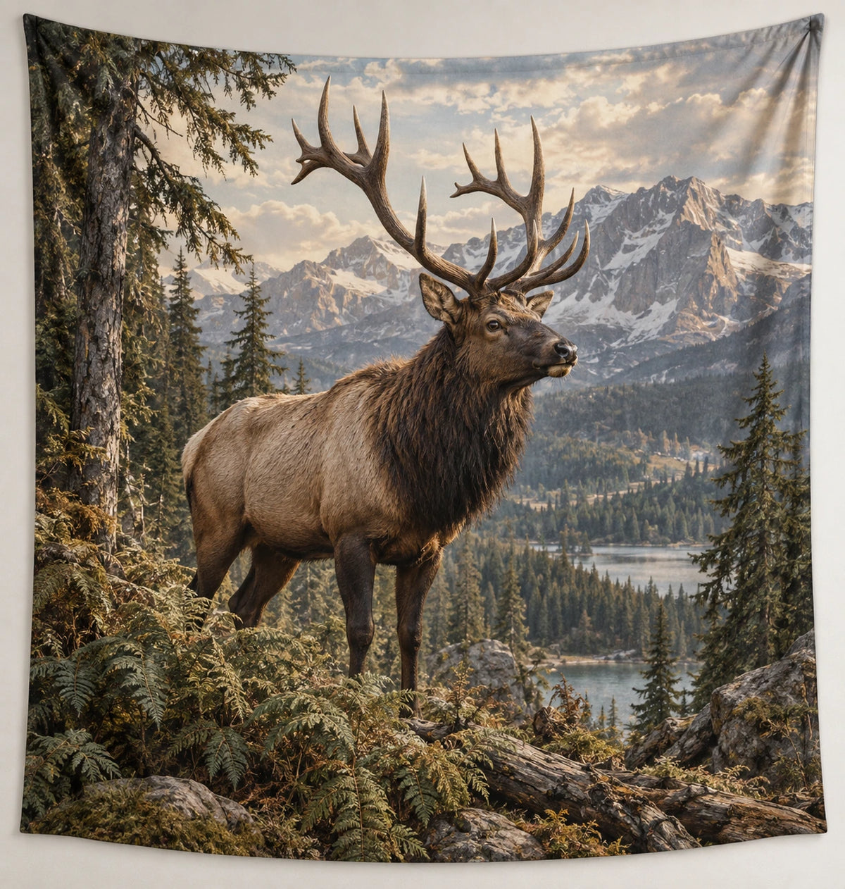 Elk Fern Clearing Wall Tapestry with printed dimensional artwork