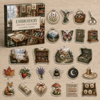 Embroidery printed advent calendar box and 24 varied acrylic charms
