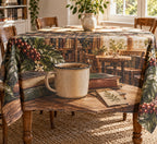 Enamel Camp Mug Bookshop Break Tablecloth with printed 3D depth