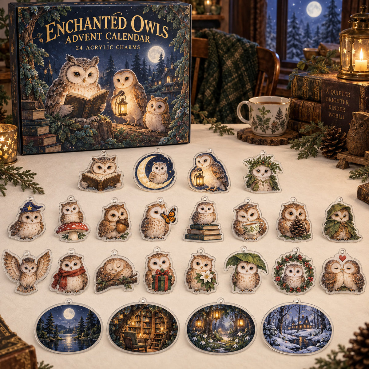 Enchanted Owls Advent Calendar - 24 Acrylic Charms