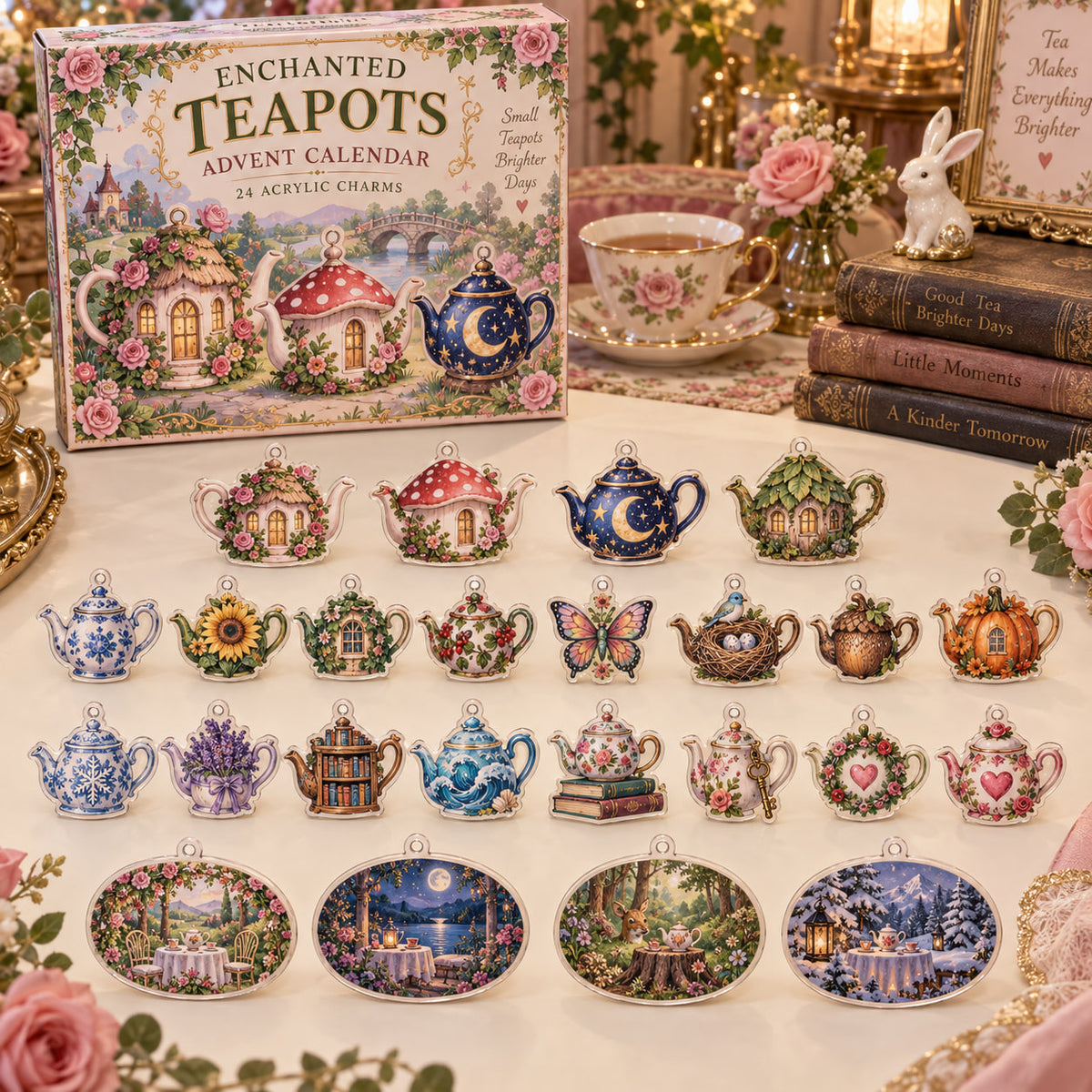 Enchanted Teapots Advent Calendar - 24 Acrylic Charms