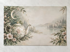 English Teapot Moonlit Tea Placemat with printed dimensional artwork