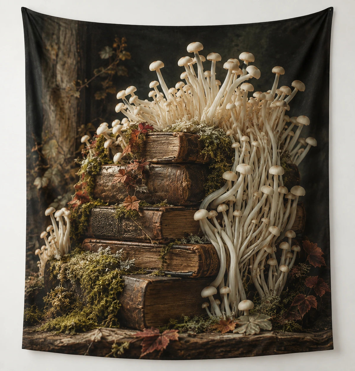 Enoki Book Nook Wall Tapestry with printed dimensional artwork