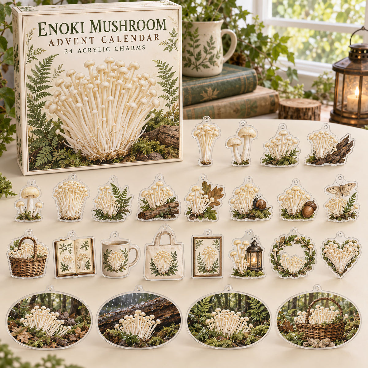 Enoki Mushroom Advent Calendar - 24 Acrylic Charms