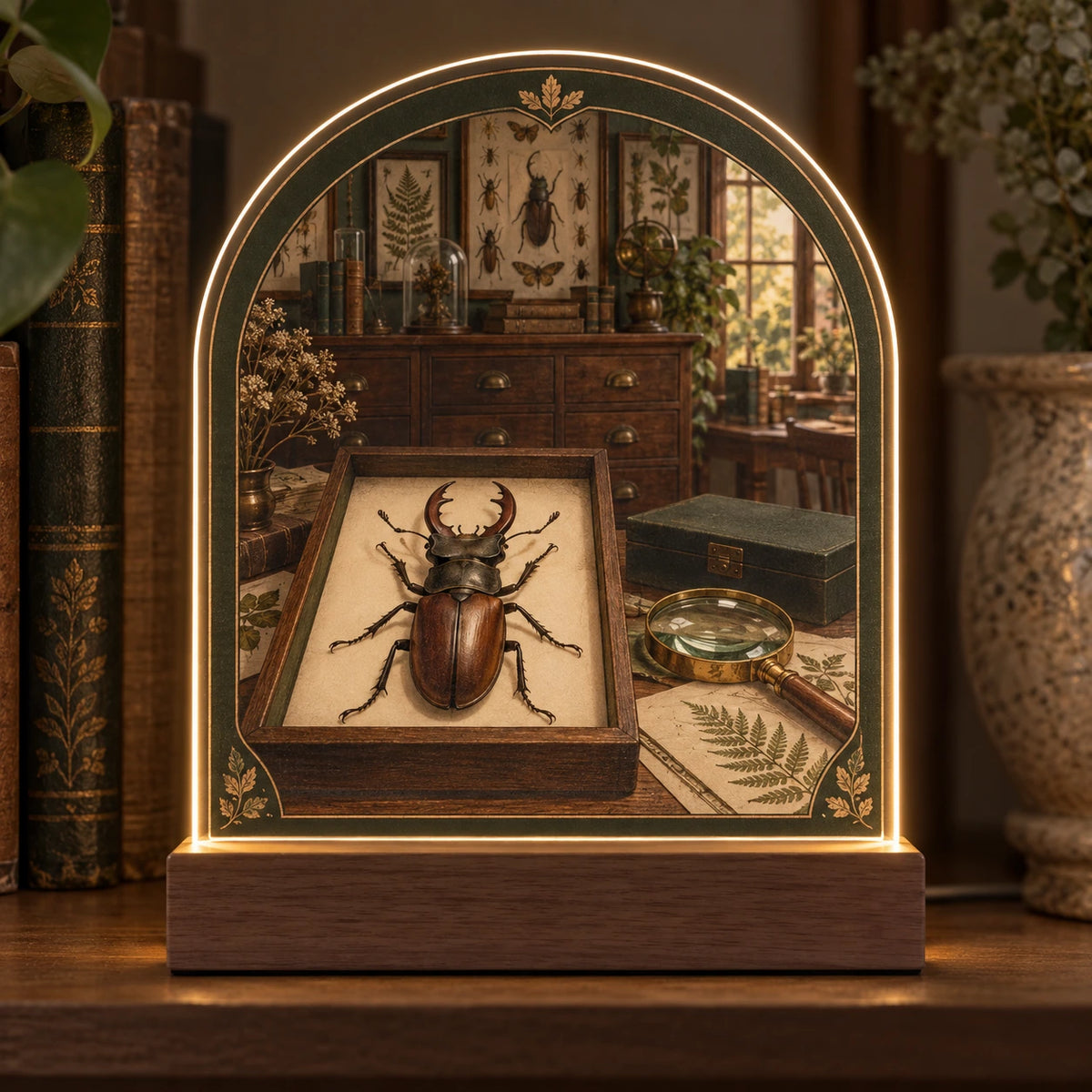 Entomology Cabinet Acrylic Night Light with original printed optical 3D artwork