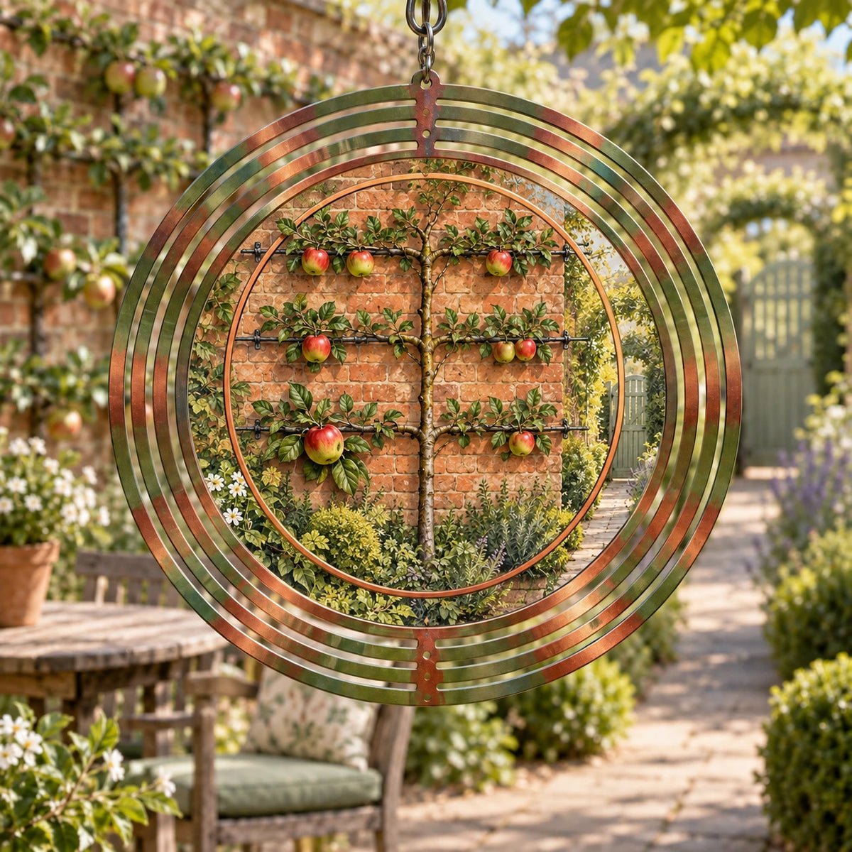 Espalier Apple Garden Wind Spinner with original printed optical 3D artwork
