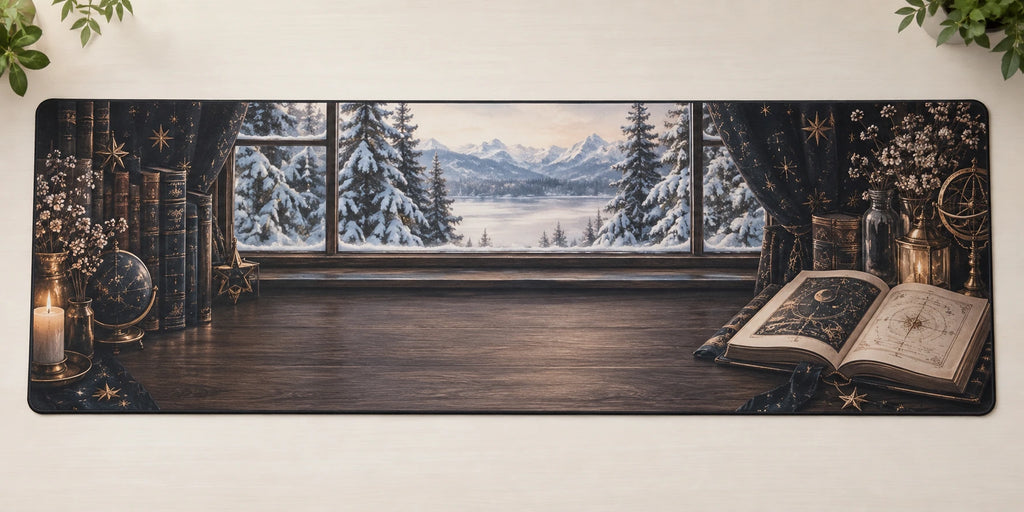 Fantasy Reader Winter Chapter Desk Mat with printed dimensional artwork