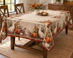 Farm Goose Pumpkin Harvest Tablecloth with printed dimensional artwork