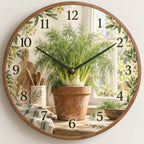Fennel Kitchen Window Wooden Wall Clock with printed dimensional artwork