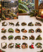 Fire Salamander advent calendar with 24 custom-shaped flat acrylic charms and printed dimensional artwork