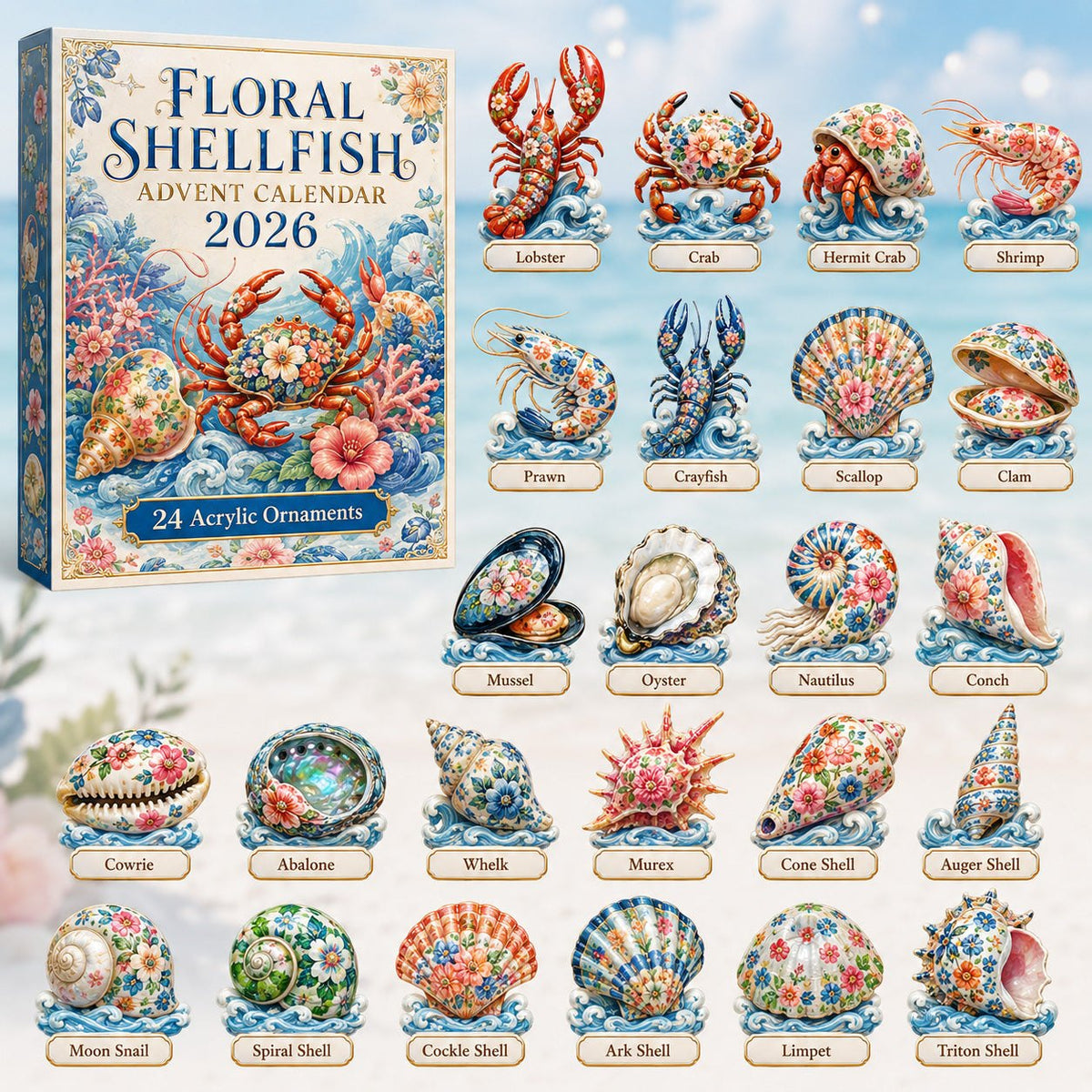 Floral Shellfish advent calendar