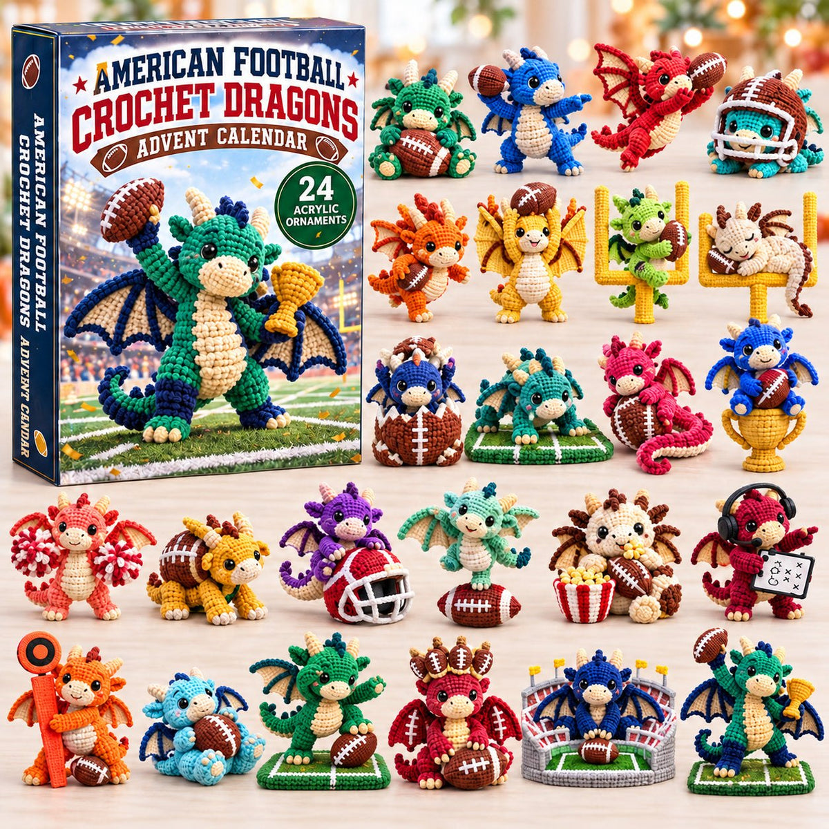 Football Crochet Dragon advent calendar