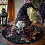 Forgotten Skull quilted witch hat, all-over print on cone and brim