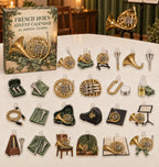 French Horn advent calendar with 24 custom-shaped flat acrylic charms and printed dimensional artwork