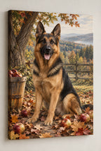 German Shepherd Autumn Orchard Canvas Wall Art with printed dimensional artwork