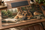 German Shepherd Reading Companion Desk Mat with printed dimensional artwork