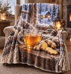 Ginger Tea Winter Warmth Fleece Throw Blanket with printed 3D depth