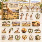 Giraffe advent calendar box with 24 themed flat printed acrylic charms