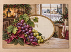 Grape Festive Kitchen Placemat with flat printed dimensional fruit artwork