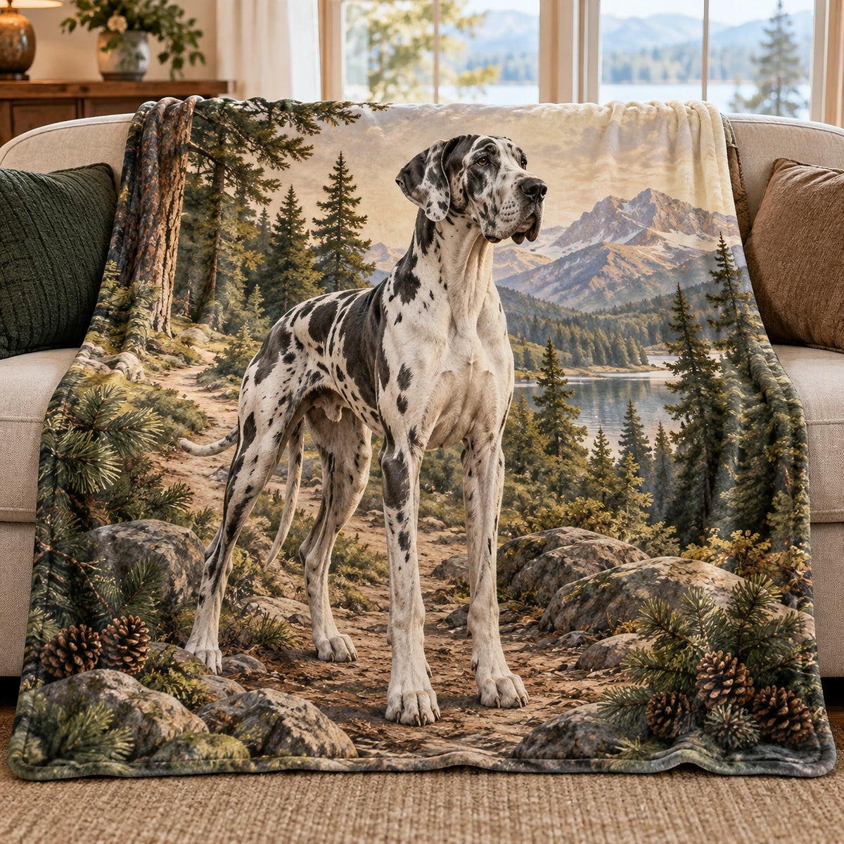 Great Dane Trail Companion Fleece Blanket with printed dimensional artwork
