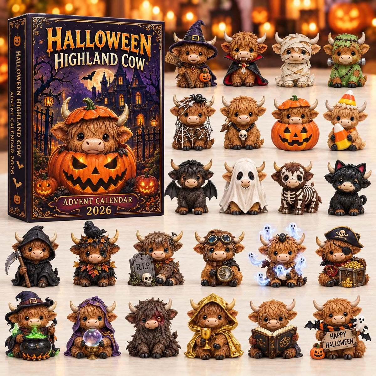 Halloween Highland Cow advent calendar