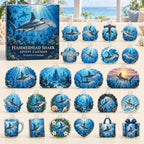 Hammerhead Shark advent calendar box with 24 themed flat printed acrylic charms