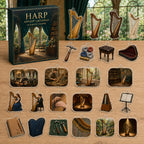 Harp advent calendar box and 24 printed acrylic music charms