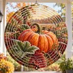 Heirloom Pumpkin First Frost Wind Spinner with printed dimensional artwork