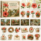 Hibiscus advent calendar box with 24 printed acrylic botanical charms