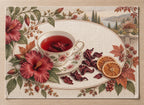 Hibiscus Tea Autumn Placemat with flat printed dimensional tea artwork