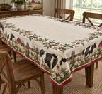 Holstein Cow Wildflower Fence Tablecloth with printed dimensional artwork