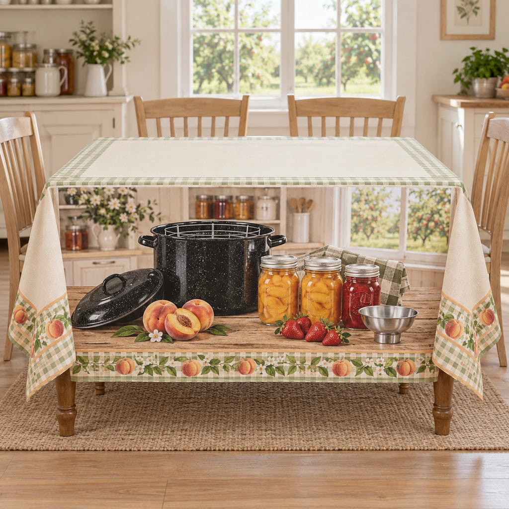 Home Canning Harvest Kitchen Tablecloth with original printed optical 3D artwork