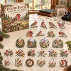 House Finch advent calendar box with 24 themed flat printed acrylic charms