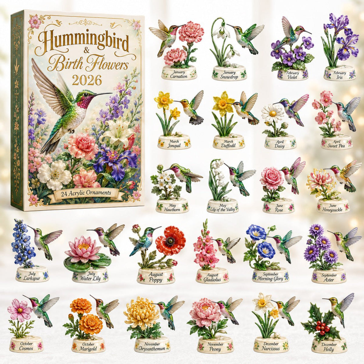 Hummingbird & Birth Flowers advent calendar