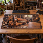 Hurdy Gurdy Folk Workshop Desk Mat with original printed optical 3D artwork