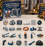 HVAC Technician advent calendar with 24 custom-shaped flat acrylic charms and printed dimensional artwork