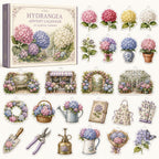 Hydrangea advent calendar box and 24 floral printed acrylic charms