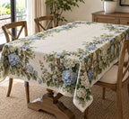 Hydrangea Garden Trellis Tablecloth with printed dimensional artwork