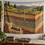 Hydrogeology Aquifer Depth Wall Tapestry with original printed optical 3D artwork