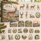 Impala advent calendar box with 24 themed flat printed acrylic charms