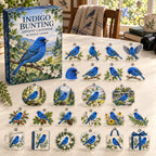 Indigo Bunting advent calendar box with 24 themed flat printed acrylic charms