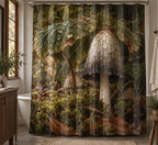 Ink Cap Rainy Woodland Shower Curtain with printed dimensional artwork