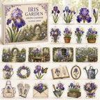 Iris Flower advent calendar box with 24 printed acrylic flower charms