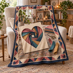 Iris Folding Heart Fleece Throw Blanket with original printed optical 3D artwork