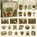 Jade Plant advent calendar box and 24 botanical-themed printed acrylic charms