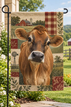 Jersey Cow Farmhouse Quilt Garden Flag with printed dimensional artwork